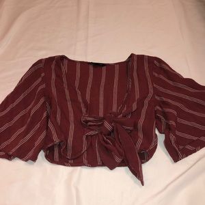 striped tie crop top